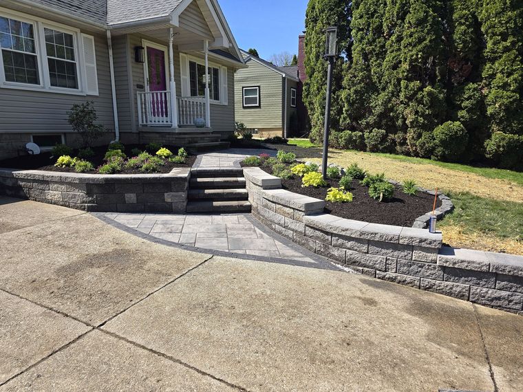 The built entry: block walls, steps and paver walk